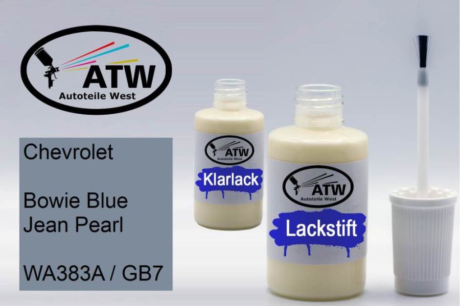Chevrolet, Bowie Blue Jean Pearl, WA383A / GB7: 20ml Lackstift + 20ml Klarlack - Set, von ATW Autoteile West.